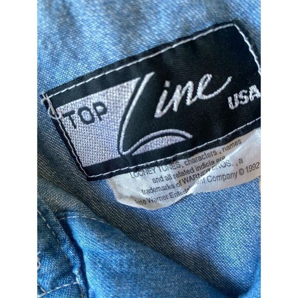 Vintage 1992 Looney Tunes Top Line USA Large Light Denim Button Up Shirt Y2K 90s - Picture 4 of 4